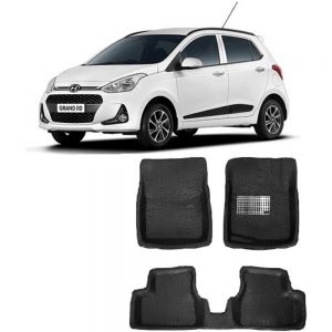 4.5D Car Floor Foot Tray Mats for Grand i10   - Black